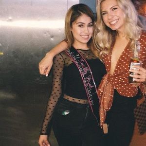 star patterned long sleeve mesh blouse